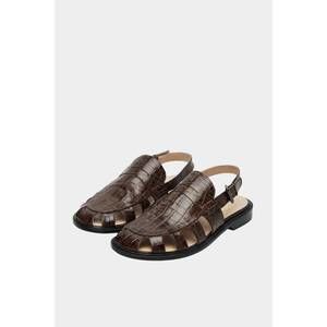 NEW CORDERA women's slingback loafer in brown crocodile